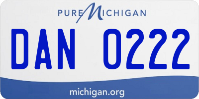 MI license plate DAN0222