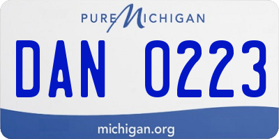 MI license plate DAN0223