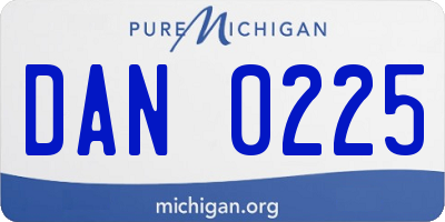 MI license plate DAN0225