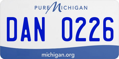 MI license plate DAN0226