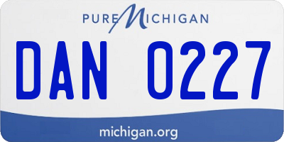 MI license plate DAN0227