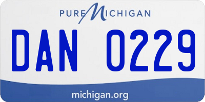 MI license plate DAN0229