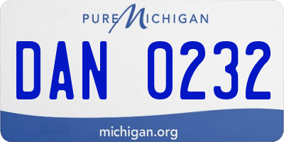 MI license plate DAN0232