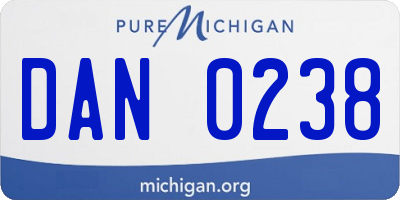 MI license plate DAN0238