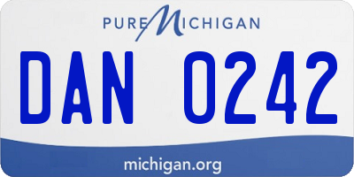 MI license plate DAN0242