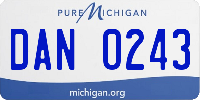 MI license plate DAN0243