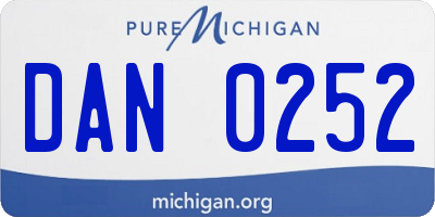 MI license plate DAN0252