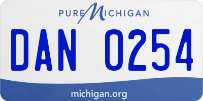 MI license plate DAN0254