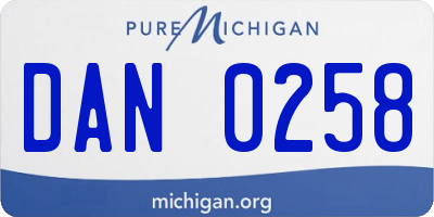 MI license plate DAN0258