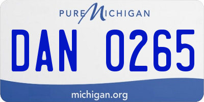 MI license plate DAN0265