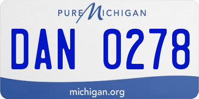 MI license plate DAN0278