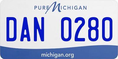 MI license plate DAN0280