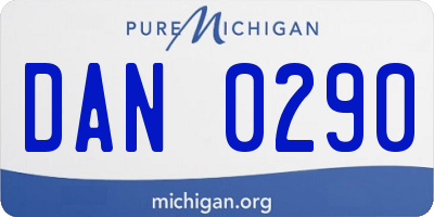 MI license plate DAN0290
