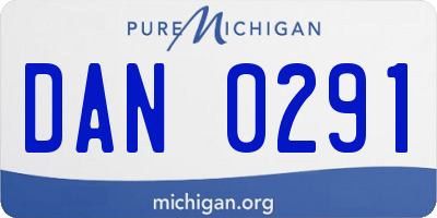 MI license plate DAN0291