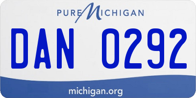 MI license plate DAN0292
