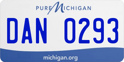 MI license plate DAN0293