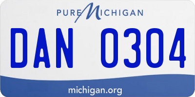 MI license plate DAN0304