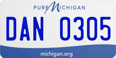 MI license plate DAN0305