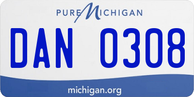 MI license plate DAN0308