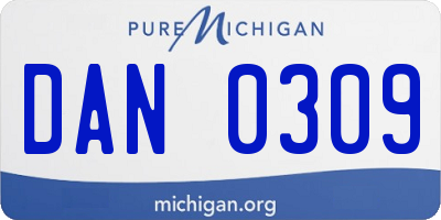 MI license plate DAN0309
