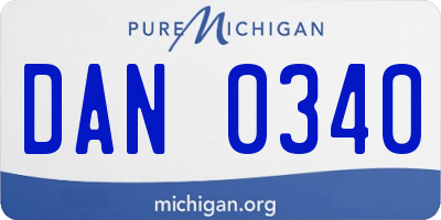 MI license plate DAN0340