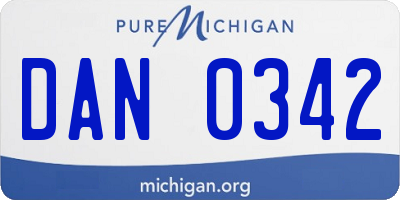MI license plate DAN0342
