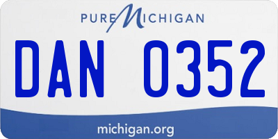 MI license plate DAN0352