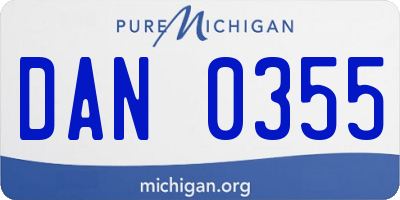 MI license plate DAN0355