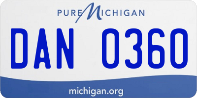 MI license plate DAN0360