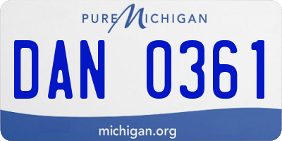 MI license plate DAN0361