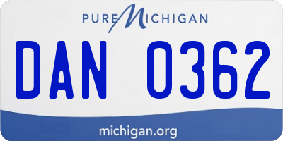 MI license plate DAN0362