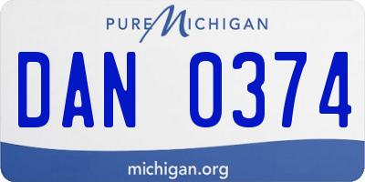 MI license plate DAN0374