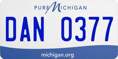 MI license plate DAN0377