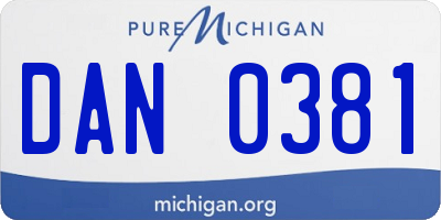 MI license plate DAN0381