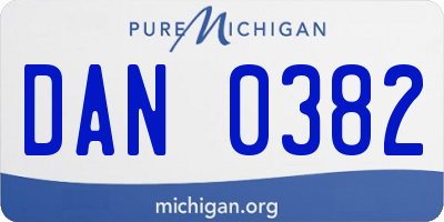 MI license plate DAN0382