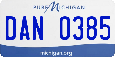 MI license plate DAN0385