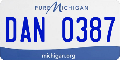 MI license plate DAN0387