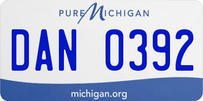 MI license plate DAN0392