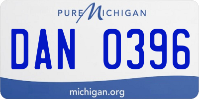 MI license plate DAN0396