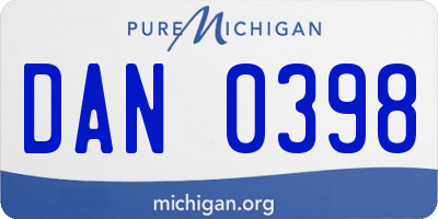 MI license plate DAN0398