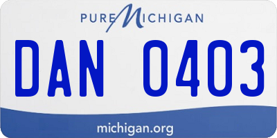 MI license plate DAN0403
