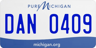 MI license plate DAN0409