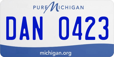 MI license plate DAN0423