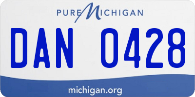 MI license plate DAN0428