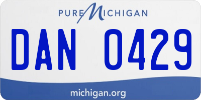 MI license plate DAN0429