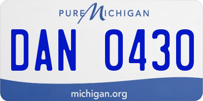 MI license plate DAN0430
