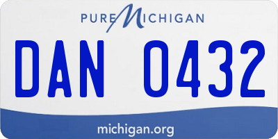 MI license plate DAN0432
