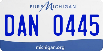 MI license plate DAN0445
