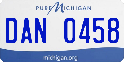 MI license plate DAN0458