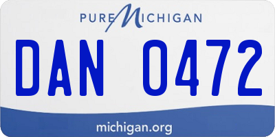 MI license plate DAN0472